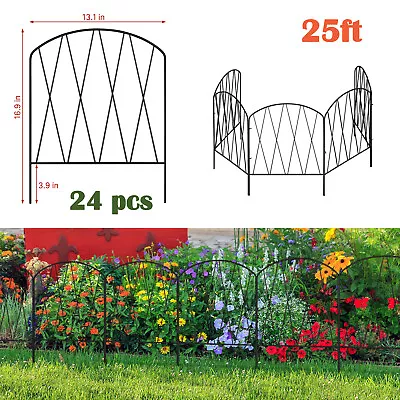 24Pack Metal Decorative Garden Fence Yard Animal Barrier No Dig Rustproof Panels • $35.99