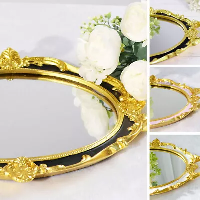 14x10  Metallic Oval Mirror SERVING TRAY Handles Party Events Tableware • $34.59