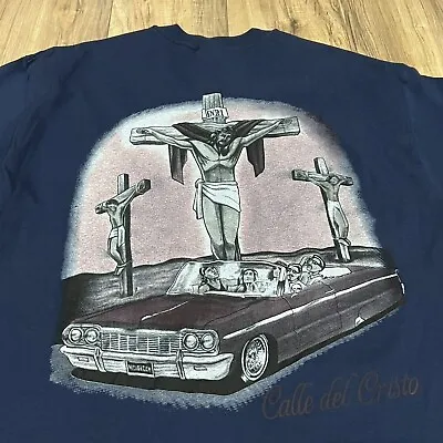 Vintage Wild Card Calle Del Cristo Jesus Chicano Lowrider T-Shirt Men’s XL NEW • $80