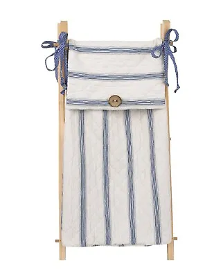 $14.99 • Buy Hamper Bag With Frame Baby Boy Girl Striped Stripes Blue Ivory