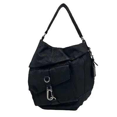 L.A.M.B Black Leather Textured Embossed Satchel • $75