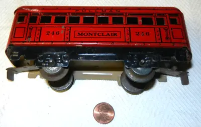 Marx 246 Montclair Pullman 6 Inch O Gauge 4 Wheel Early Black & Red Lithography • $16.50