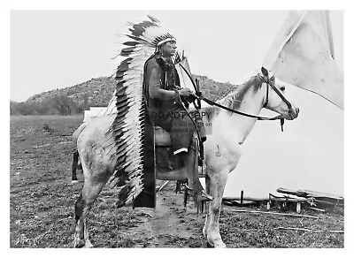 Chief Quanah Parker Native American Leader On Horseback 5x7 B&w Photo • $8.49