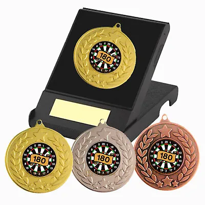 Darts Medal 180 In Presentation Box F/Engraving Darts Trophy Award Treble 20 • £6.25