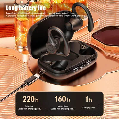 Wireless Bluetooth 5.3 Headset TWS Ear Hook Earphones Earbuds Stereo Headphones • $14.99