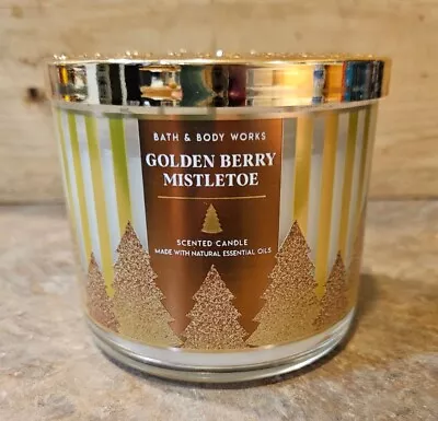 Bath & Body Works Golden Berry Mistletoe 3-Wick Candle 14.5oz READ DESCRIPTION  • $25.99