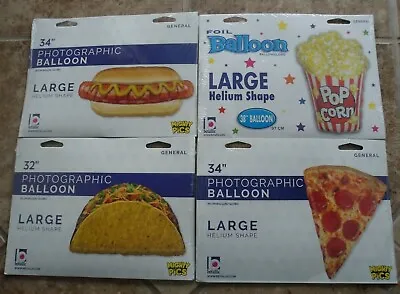 Set Of 2 Movie Popcorn 38  Hotdog 34  Taco 32  Pizza  Large Mylar Shape Balloon. • $11.49