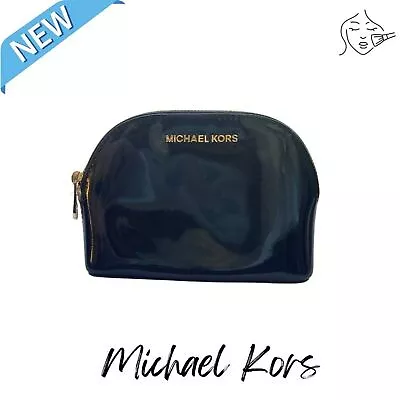 Michael Kors Black Gold Travel Case Cosmetic Bag Make Up Pouch Care Guide New • $50