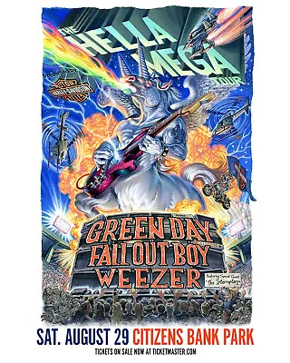 Green Day/fall Out Boy/weezer  Hella Mega Tour 2020 Philadelphia Concert Poster  • $32.87