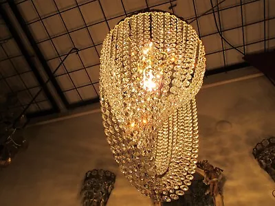 Antique Vintage Plafonier Swarovski Crystal Chandelier Light  Lamp 1940s RARE • £539.10