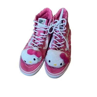VANS Hello Kitty Shoes Pink Hi Top SK8 Skate Women’s US Size 8.5 / Men’s Size 10 • $39.78