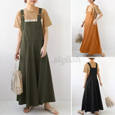 $24.24 • Buy ZANZEA Women Suspender Skirt Pure Cotton Pinafores Bib Overalls Maxi Long Dress