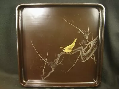 Antique Japanese Meiji Era 100 Yr Old Wood & Lacquer Obon Ozen Tray Wren • $86.25