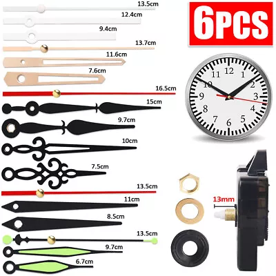 6PCS DIY Quartz Movement Wall Clock Motor Mechanism Long Spindle Repair Kit • $6.69