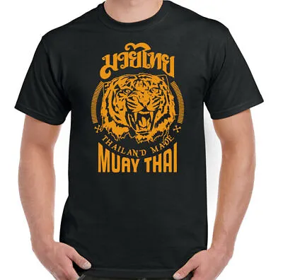 MUAY THAI T-SHIRT MMA UFC Martial Arts Training Top Gym TIGER Glove Fighter Mens • £10.99