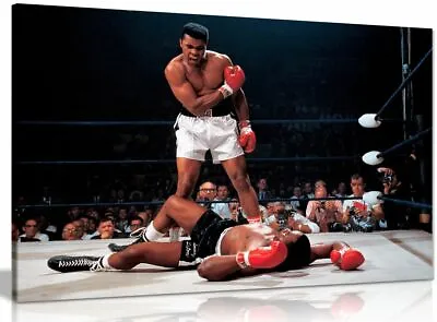 Muhammad Ali Boxing Sonny Liston Canvas Wall Art Picture Print • £34.99