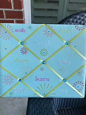 16 X19” Memory Board Photo Organizer Memos Bulletin Monogramed Beaded Pastels • $24