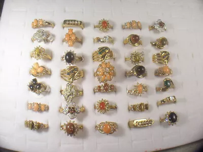 **** 35   Rings  Designer  Semi-precious Gemstone  Crystals Wholesale Lot Gm19 • $99.95