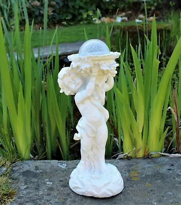 Solar Powered Garden Ornament Cherub Fairy Angel Resin Figurine Angel Statue • £14.95