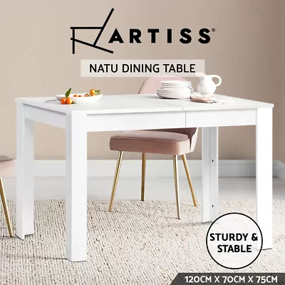 $79.95 • Buy Artiss Dining Table 4 Seater Wooden Kitchen Tables White 120cm Cafe Restaurant