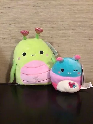 Squishmallow 2023 Vday Ed. 8” Hadeon The Grasshopper & 5” Fluxie The Caterpillar • $45