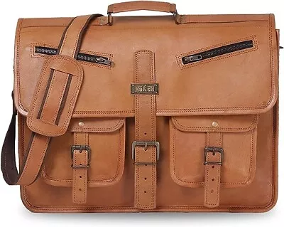 Leather Messenger Bag For Men And Women 18 Inch Best Laptop Briefcase Satchel • $68.71