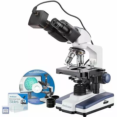 AmScope 40X-2500X LED Binocular Compound Microscope With 10MP Camera +50 Slides • $534.99