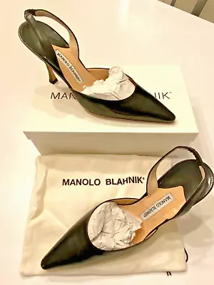 NEW! MANOLO Blahnik Carolyne 40 Black Evening Singback Shoes Gorgeous! • $450