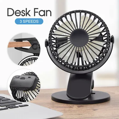 Portable 360° Mini Travel USB Recharge Clip On Desk Pram Car Cooling Fan 3 Modes • $24.90