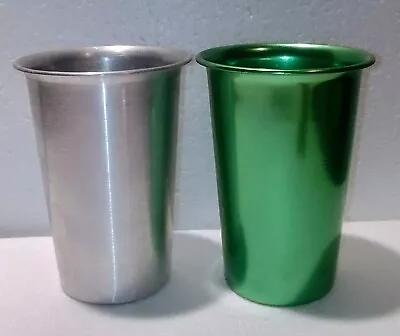 VINTAGE SET Of 2 Sunburst Aluminum Rainbow Tumblers Cups Retro Midcentury  12OZ • $7