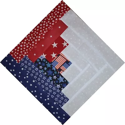 QUILT BLOCKS-Log Cabin-RedWhite&Blue(0207A)11 1/2  Sq. HANDMADE IN USA • $1.35