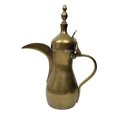 Vintage Antique Brass Middle Eastern Dallah Coffee Pot Turkish Arabic Stamped 13 • $39.97