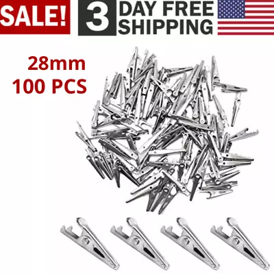 Mini Metal Alligator Clip Crocodile Spring Clamps Silver Tone Nickel Plated Pack • $11.99