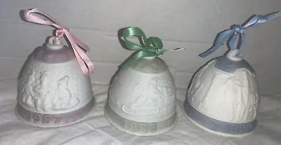Lot Of 3 Lladro Porcelain Summer Bell Ornament 1987 1988 1990 Vintage • $21.99