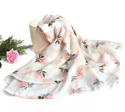 ELI & YVE Rose Large 120cm Bamboo Cotton Baby Muslin Swaddle Wrap Super Soft • £9.99