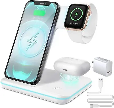 3 In 1 Wireless Charger - 15W Fast Charging For IPhone/Samsung/iWatch/AirPods • $39.99