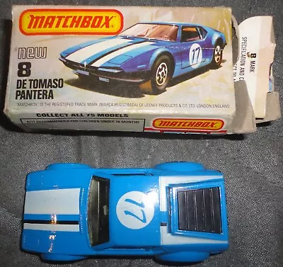Mint Lesney Matchbox Superfast 8 De Tomaso Pantera Car With Box • $10