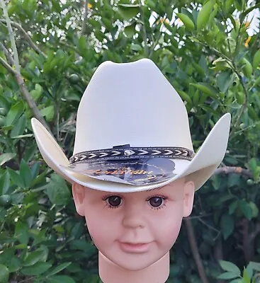 Western White Child Cowboy Hat Size For Kids W/short Brim (from 1-10 Year Old • $39.99