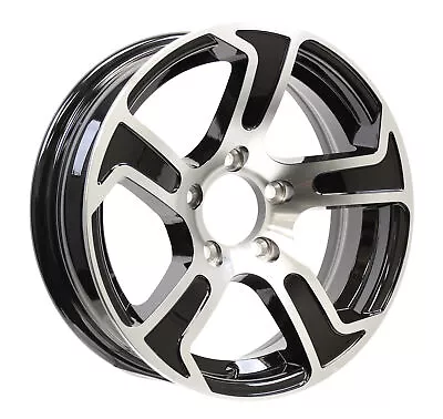 Two Aluminum Trailer Wheels 15X5 15 Inch Rim Black Machined 5 Lug PDSU55545BM • $180.97