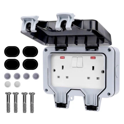 £11.89 • Buy Waterproof Outdoor 13A 1/2Gang Storm Switched Socket Double IP66 Outside Use