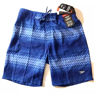 Speedo Mens XL Purview Stripe Bondi 2-Way Stretch 20  Board Shorts Blue • $24.49