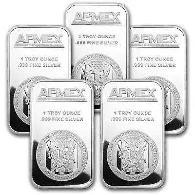 1 Oz Silver Bar - APMEX (Lot Of 5 Bars) • $157.80