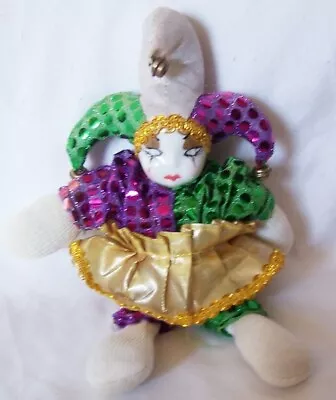 Vintage Clown Jester Doll Porcelain Ceramic Face Soft Body 9” Elegant Costume • $21.99