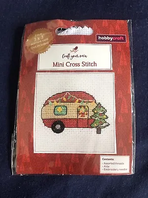 Mini Cross Stitch Christmas Camper Caravan Van BNIP • £4.50