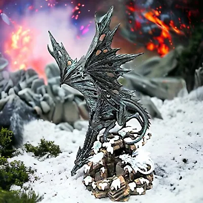 Mystical Gothic Dragon Of Wisdom Statue Majestic Fantasy Dragon Legend Decor • £99.95