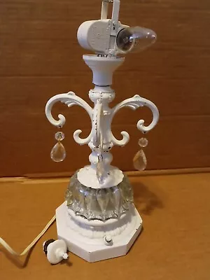 Vintage Heavy Cast Iron Metal Crystal MCM Lamp 14  • $79.99