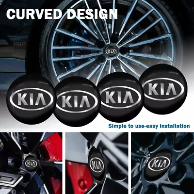 4 X 56MM NEW ALUMINIUM DOMED STICKERS Cap Logo Badge Wheel Tire Center For KIA • $16.99