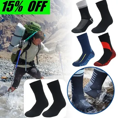 Mens Outdoor Waterproof Socks Sports Hiking Camping Breathable Skiing EU 37-50 • £12.19