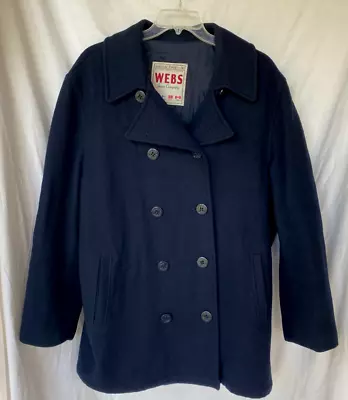 Webs Jean Co..dark Navy Blue..10 Button..wool..pea Coat.. Jacket..men Xl • $39.99