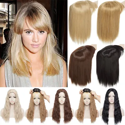 $10.90 • Buy Long Topper Toupee Cover Clip In Hair Extensions Bang One Piece Thick As Human